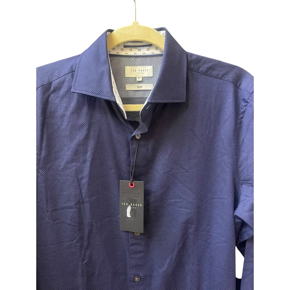 Ted Baker *Mayyer* Formal Stretch Dot Dress Shirt | Mens 15 32/33 Slim Fit - Picture 2 of 12